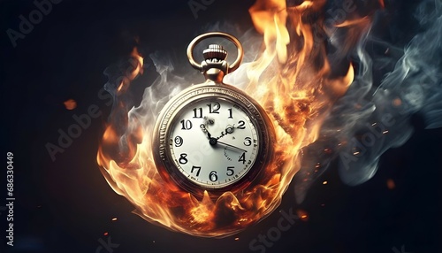 Concept of time has passed out, Time is running, Burned clock, Running Out of Time, Time Has Passed, time is running representation	
