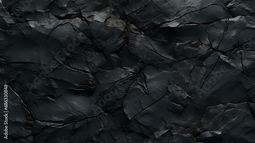 Volumetric rock texture with cracks. Black stone