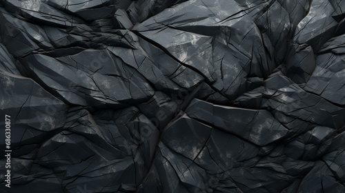 Volumetric rock texture with cracks. Black stone