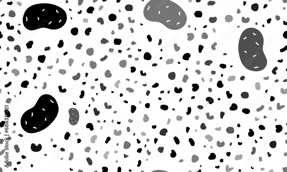 Abstract seamless pattern with potatoes symbols. Creative leopard backdrop. Vector illustration on white background