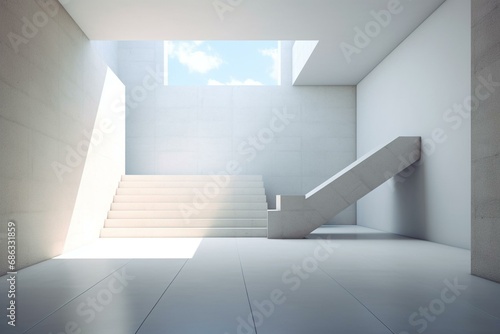 Abstract architectural interior of a minimalist house. Generative AI