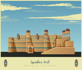 Gwalior Fort - A hill fort - Stock Illustration