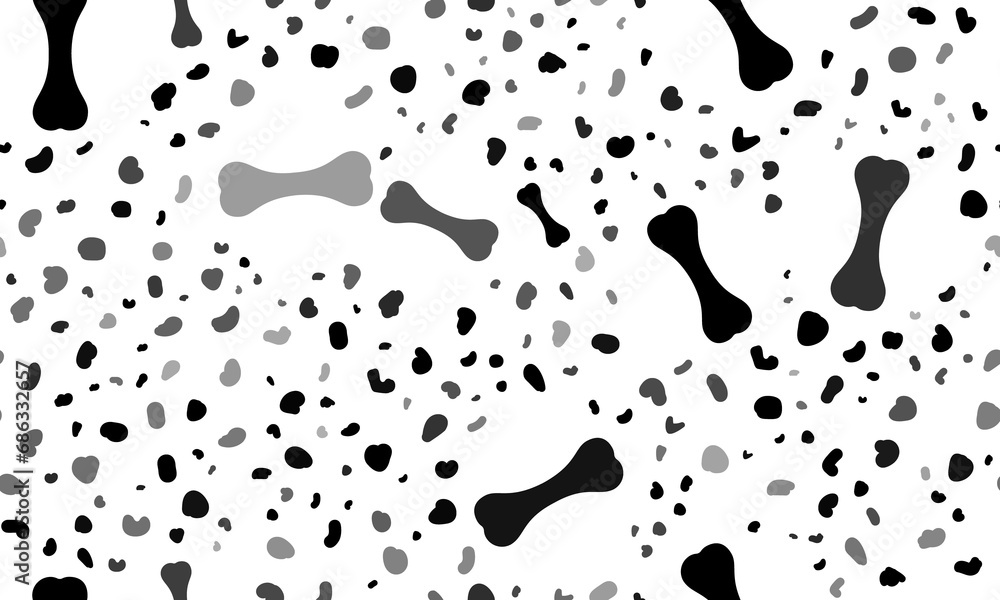 Abstract seamless pattern with dog bone symbols. Creative leopard backdrop. Illustration on transparent background