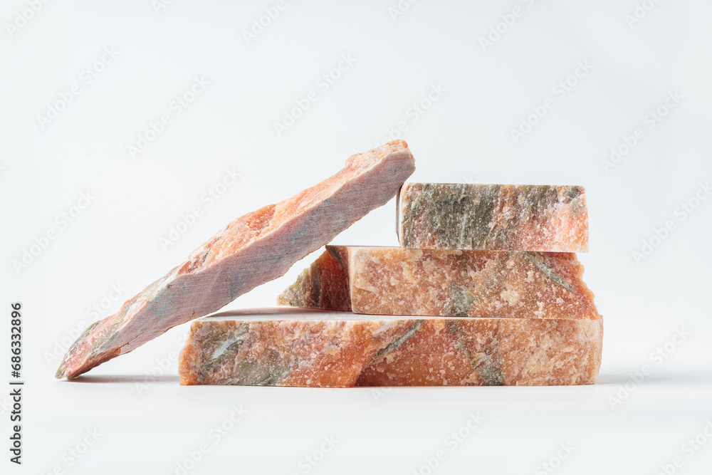 Pieces of polished granite isolated on white background Pieces of polished granite isolated on white background