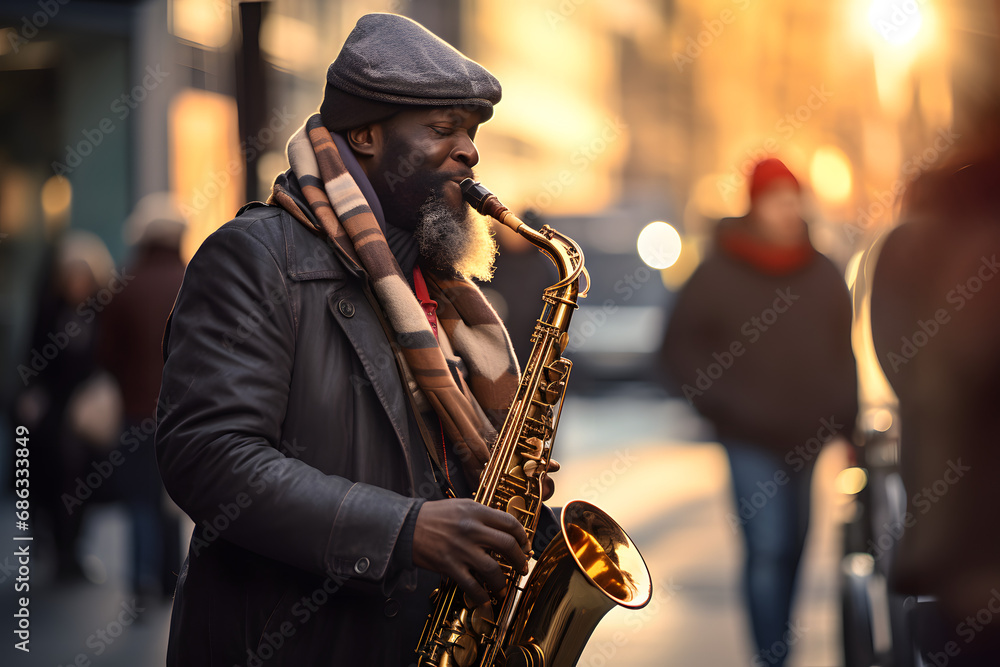 Fototapeta premium person playing saxophone