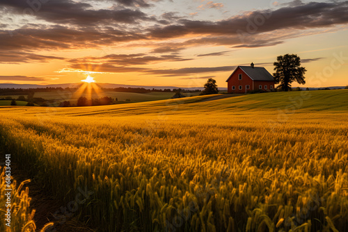 sunset over field