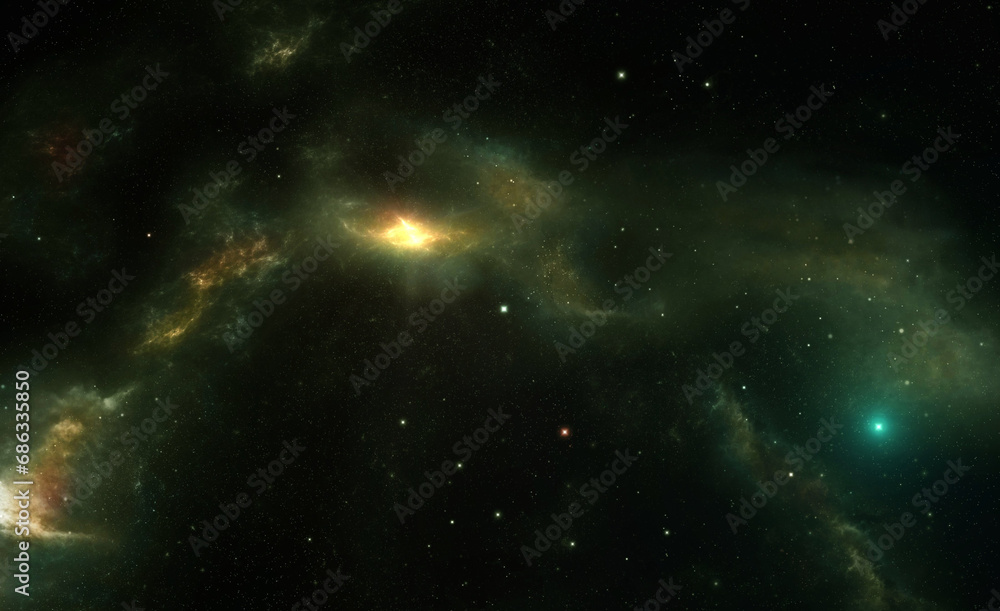 Fototapeta premium Nebula in an illustrative cosmic artwork