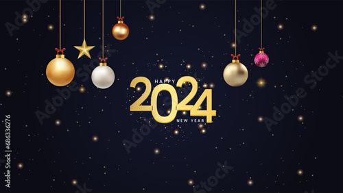 2024 Happy New Year Background Design. Greeting Card  Banner  Poster