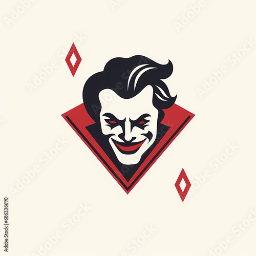 a minimalist logo of a diamonds joker