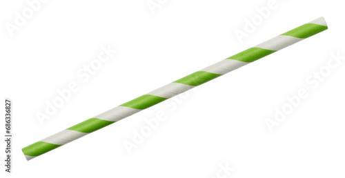 Close up paper drinking straw isolated on white background with clipping path, eco friendly photo