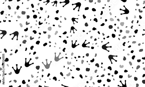 Abstract seamless pattern with frog tracks symbols. Creative leopard backdrop. Illustration on transparent background photo