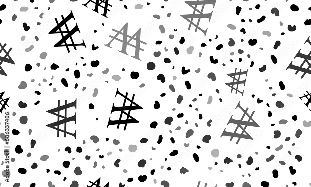 Naklejka premium Abstract seamless pattern with Korean won signs. Creative leopard backdrop. Illustration on transparent background