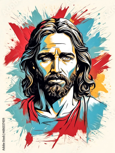 jesus christ canvas painting. Generative AI