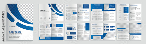 Corporate business solution brochure, 16 page company profile brochure editable template layout design. photo