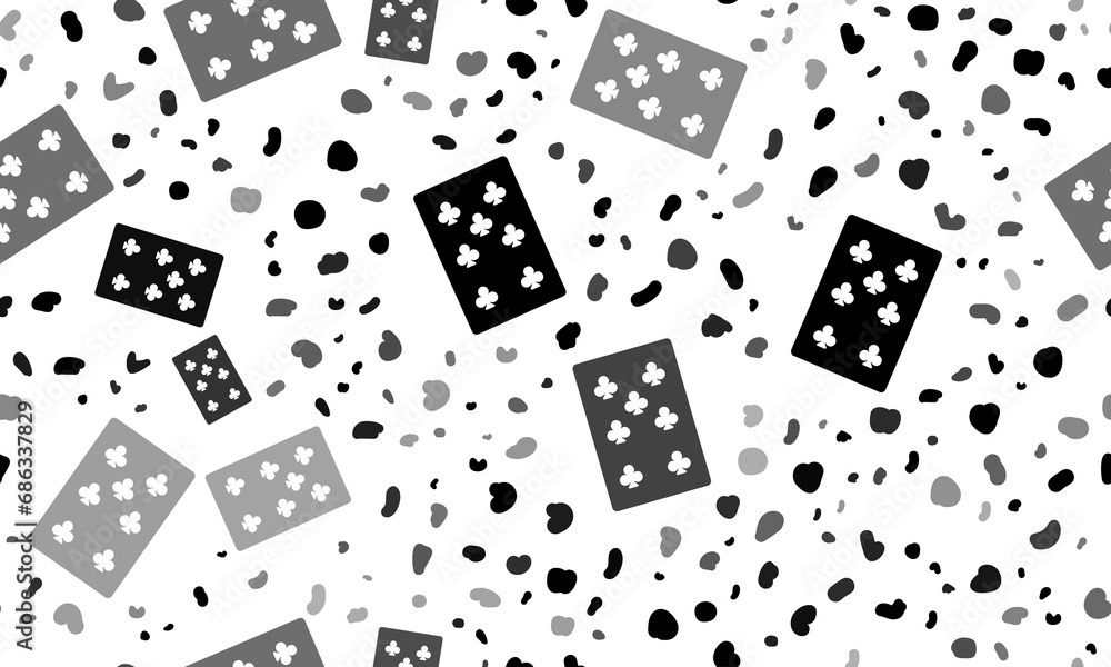 Abstract seamless pattern with seven of clubs playing cards. Creative leopard backdrop. Illustration on transparent background Abstract seamless pattern with seven of clubs playing cards. Creative leopard backdrop. Illustration on transparent background