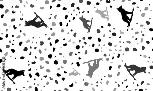 Abstract seamless pattern with wild wolf symbols. Creative leopard backdrop. Illustration on transparent background