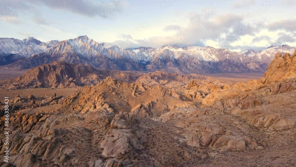 Timelapse Aerial Panning Remote And Rugged Mountains - Alabama Hills, California Timelapse Aerial Panning Remote And Rugged Mountains - Alabama Hills, California