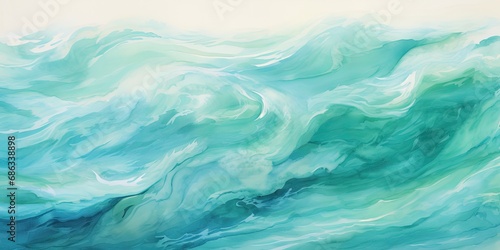 Sea Wave Watercolor Background, Aquarelle Tsunami Pattern, Watercolor Surfing Banner, Ocean Ripple