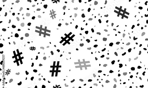 Abstract seamless pattern with hash symbols. Creative leopard backdrop. Vector illustration on white background
