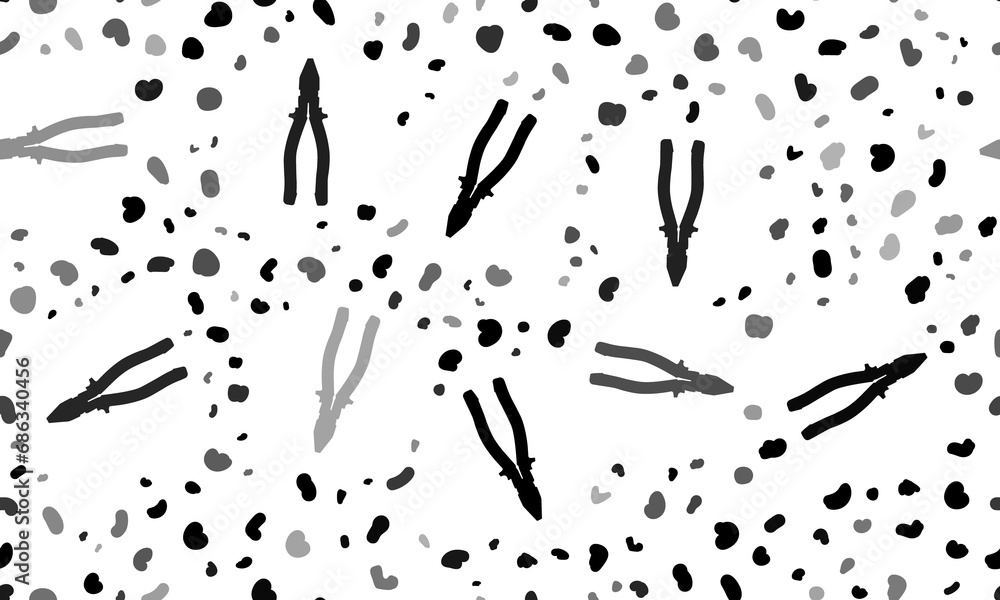 Abstract seamless pattern with pliers symbols. Creative leopard backdrop. Illustration on transparent background Abstract seamless pattern with pliers symbols. Creative leopard backdrop. Illustration on transparent background