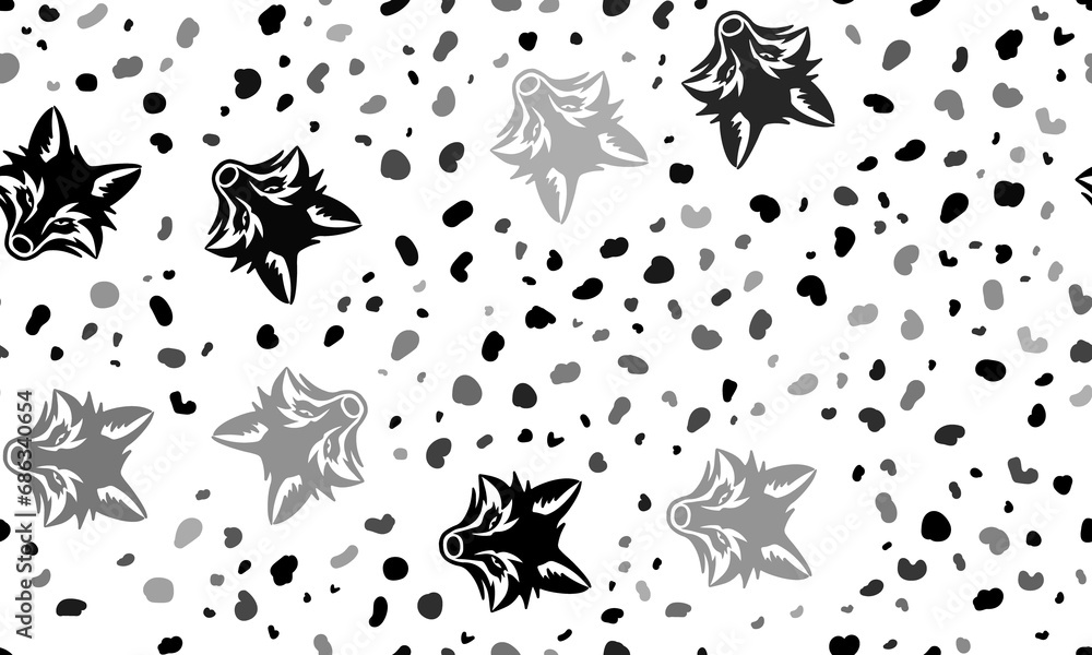 Abstract seamless pattern with fox's head symbols. Creative leopard backdrop. Illustration on transparent background Abstract seamless pattern with fox's head symbols. Creative leopard backdrop. Illustration on transparent background