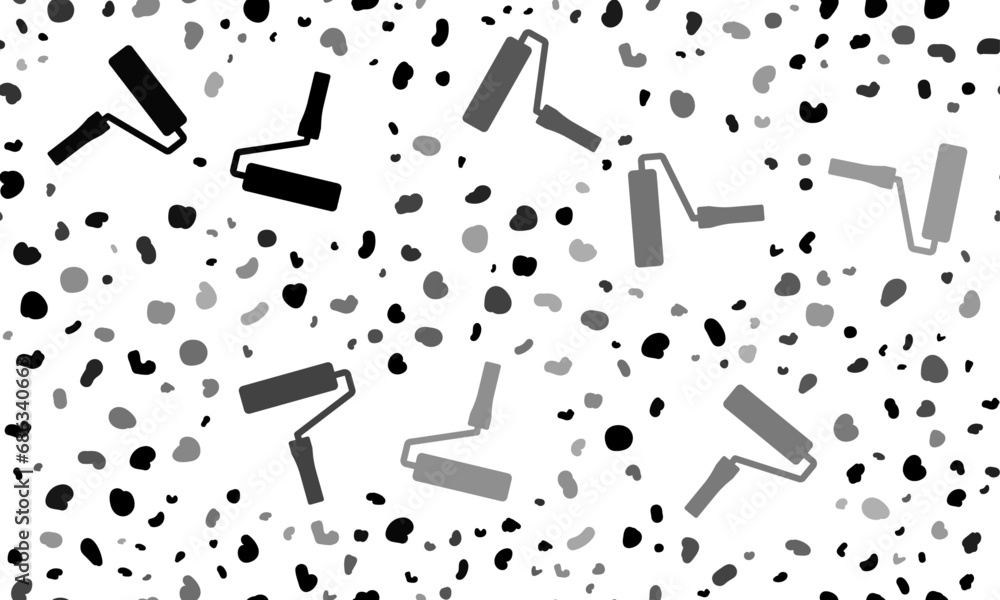 Abstract seamless pattern with paint roller symbols. Creative leopard backdrop. Vector illustration on white background Abstract seamless pattern with paint roller symbols. Creative leopard backdrop. Vector illustration on white background