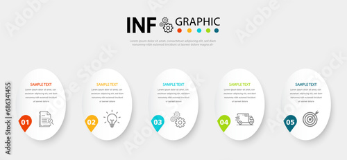 Business infographic process, vector illustration Process timeline with 5 step options