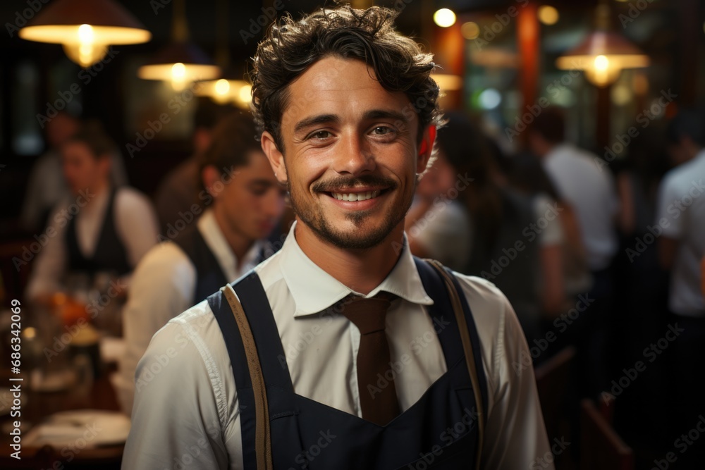 portrait of smiling waiters at the restaurant portrait of smiling waiters at the restaurant
