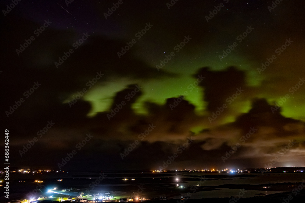 Night of one of the strongest Aurora Borealis above Dungloe and the island of Arranmore in County Donegal - Ireland