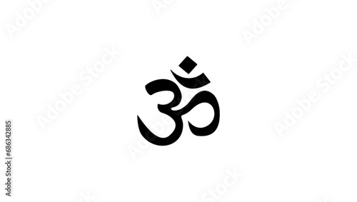 Om Yoga Symbol, black isolated silhouette