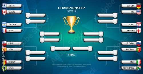 The schedule of tournament matches. Playoffs table. Vector template for your design. photo