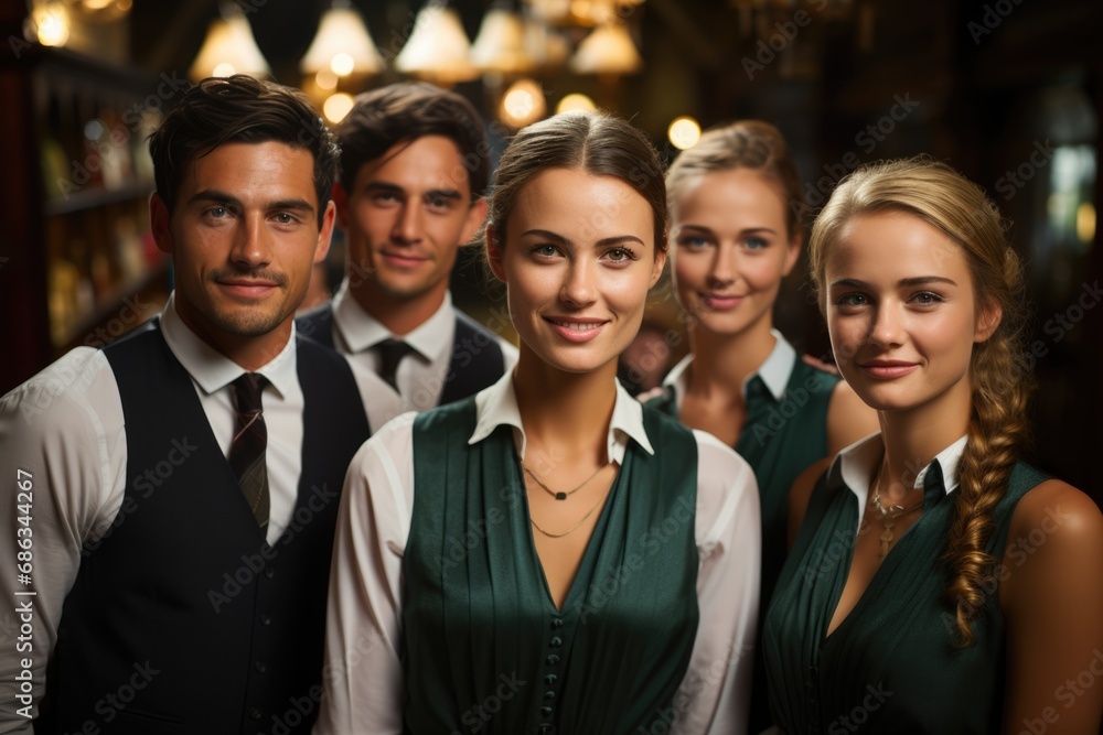 Obraz premium portrait of smiling waiters at the restaurant