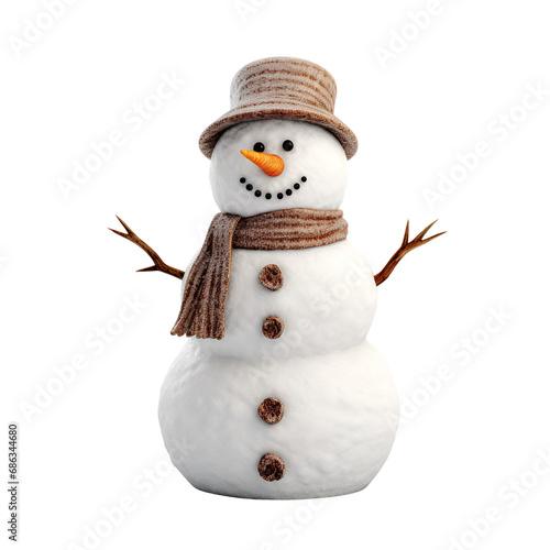 Artistic Realistic Style Christmas Snowman Illustration No Background Perfect for Print on Demand Merchandise