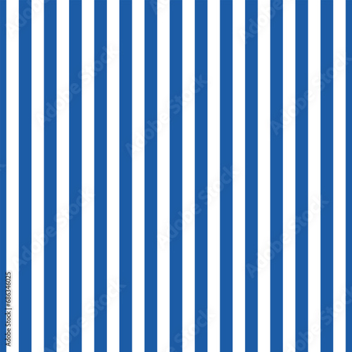 Striped background with vertical straight blue and white stripes. Seamless and repeating pattern. Editable vector illustration.