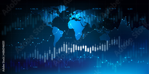 world economy financial trade concept. Stock market and exchange. Candle stick graph chart. vector illustration