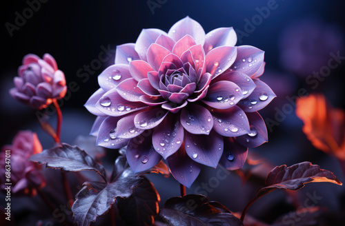Purple Velvet Bloom  A Radiant Flower Shines Against a Deep Dark Canvas - Generative AI