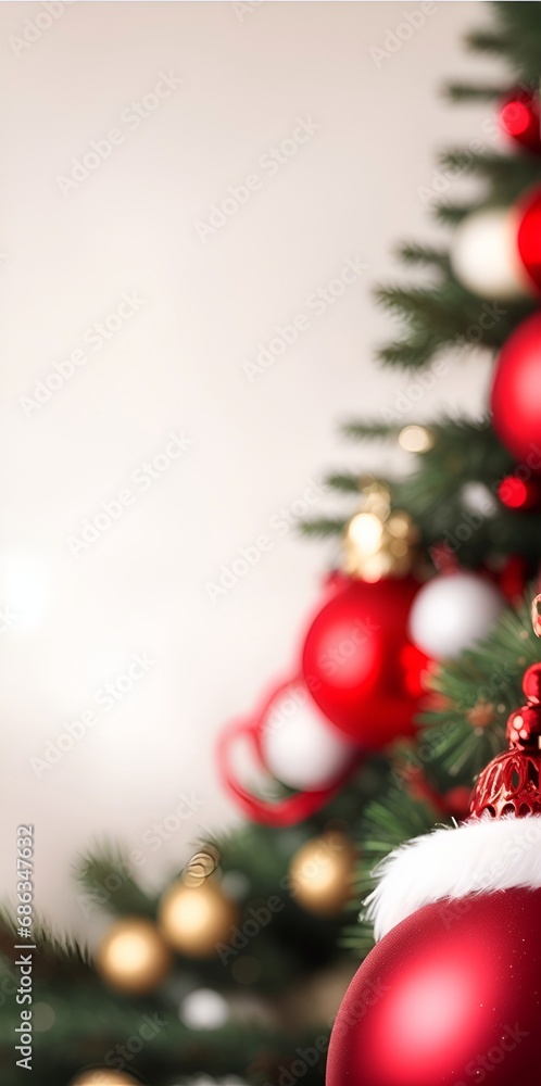 Obraz premium Xmas template bokeh background. AI generated illustration