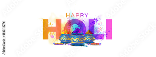 Happy Holi. Colorful color splash banner. isolated background. Indian hindu festivas of colos. photo