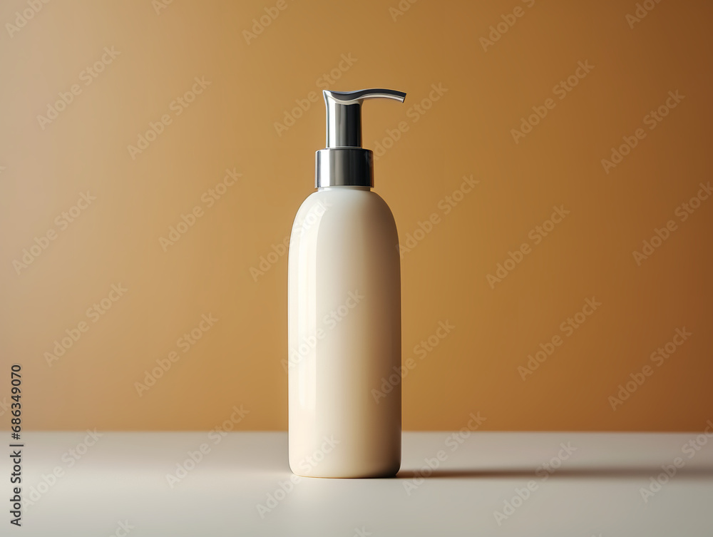 A single Cream or perfume pump bottle on solid background A single Cream or perfume pump bottle on solid background