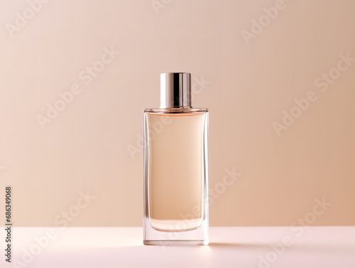 A single Cream or perfume pump bottle on solid background