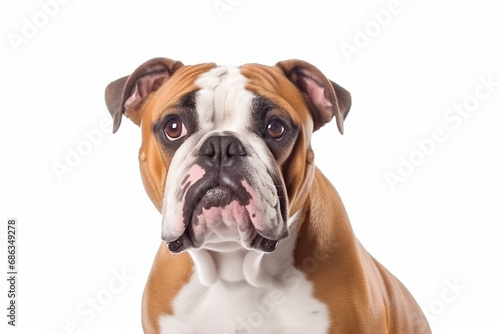 English Bulldog portrait focus on blank space