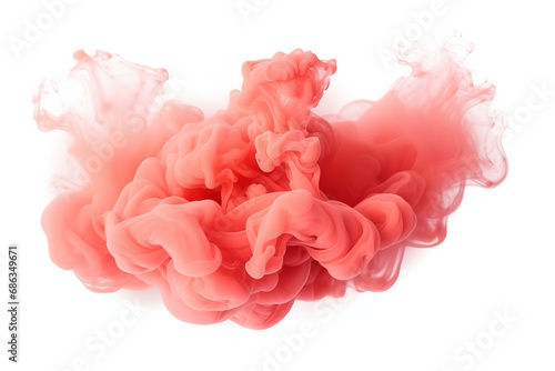 Realistic Coral Smoke Cloud on White Background