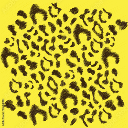 Yellow cheetah leopard skin seamless art pattern with black spots