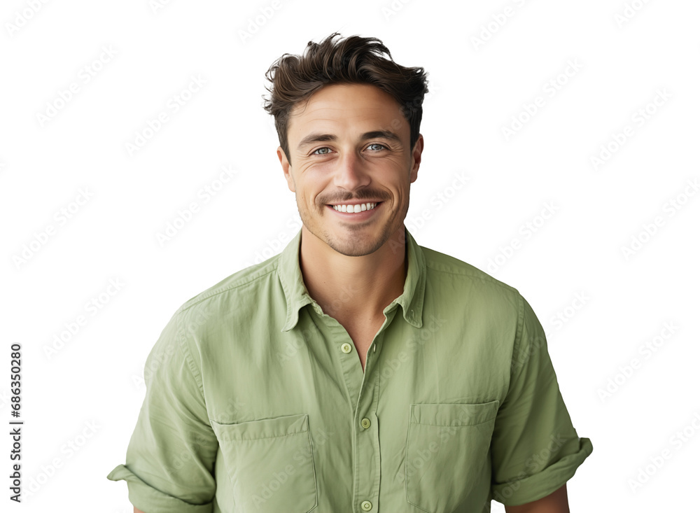 portrait of a happy young man with a friendly smile in green clothes, pleasant, cheerful, positive joyful person portrait of a happy young man with a friendly smile in green clothes, pleasant, cheerful, positive joyful person