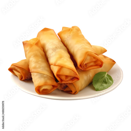 Traditional Chinese spring rolls isolated on transparent background