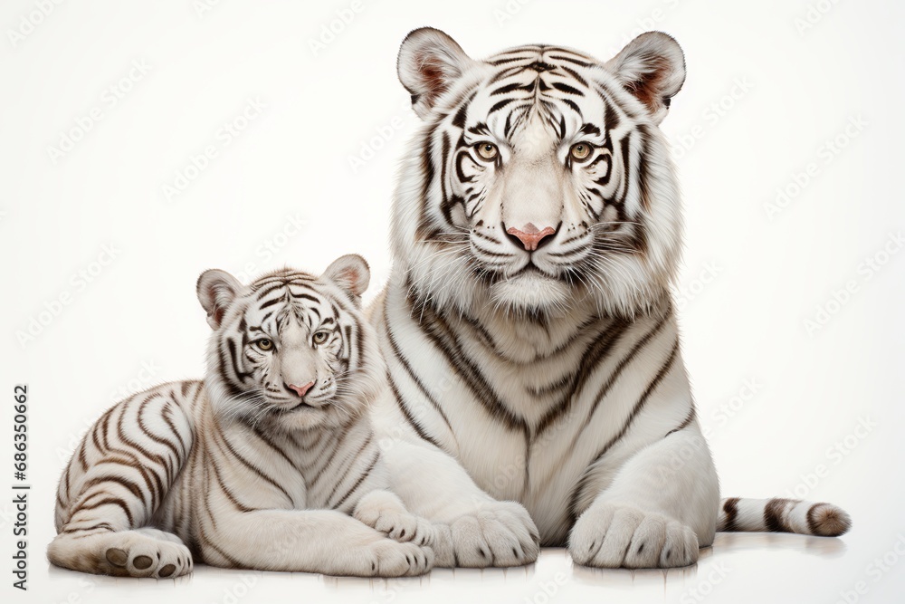 Obraz premium Graceful White Tiger Resting Regally with Majestic Presence