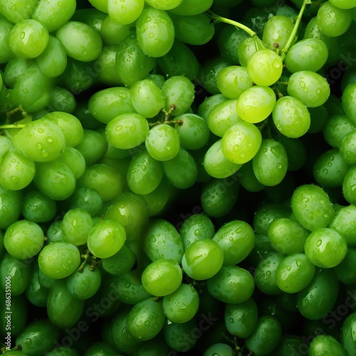 A seamless background picture of grapes, green grapes, grapes, especially fresh, water drops, high sense, film-level lighting, product photography, authenticity, best picture quality, best quality