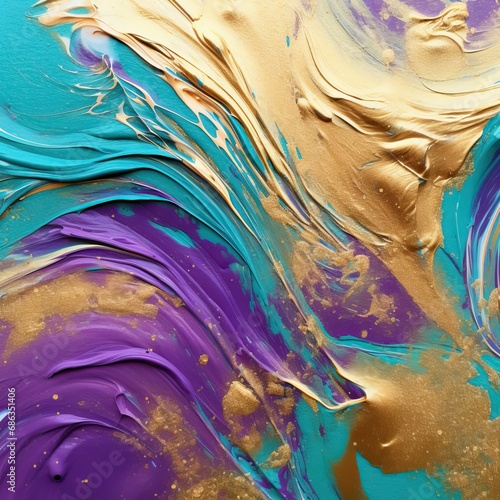 a photo of a gold and purple abstract'swirl', in the style of turquoise and gold, wavy resin sheets, textured backgrounds, light gold and magenta, layered textures and patterns, smooth brushstrokes photo