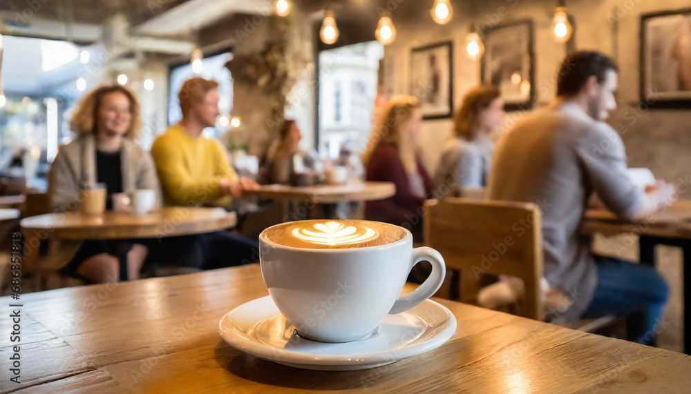 coffee in a restaurant on wooden table coffee in a restaurant on wooden table