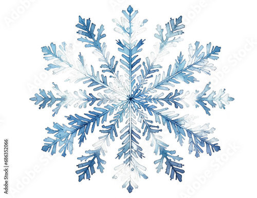 Watercolor blue snowflake. Generative ai.